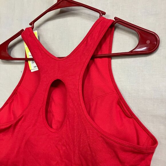 All In Motion Women's XL Red Rib High Neck Racerback Cropped Tank Top Slim Fit - Picture 10 of 13